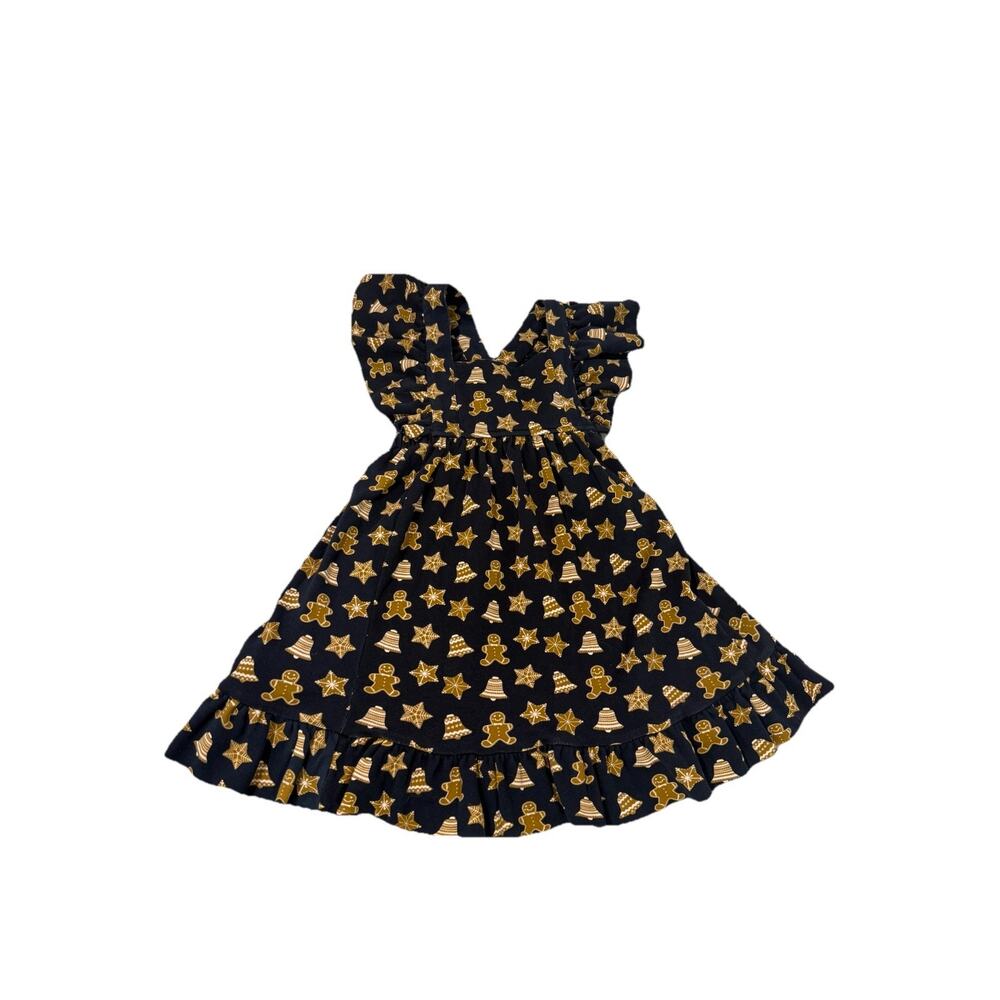 Kate Quinn 100% Organic Cotton Ruffle Strap Dress Gingerbread Cookies Girls 4T